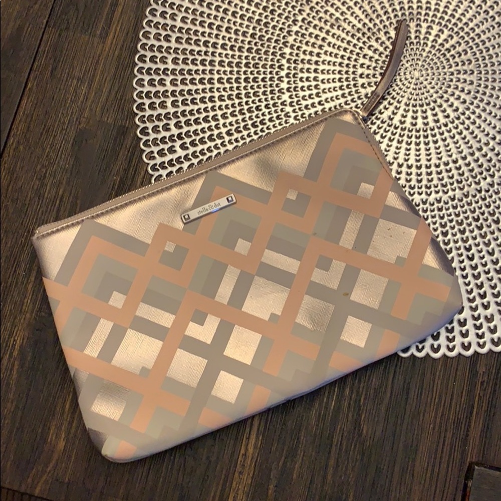 Gray, silver, rose clutch